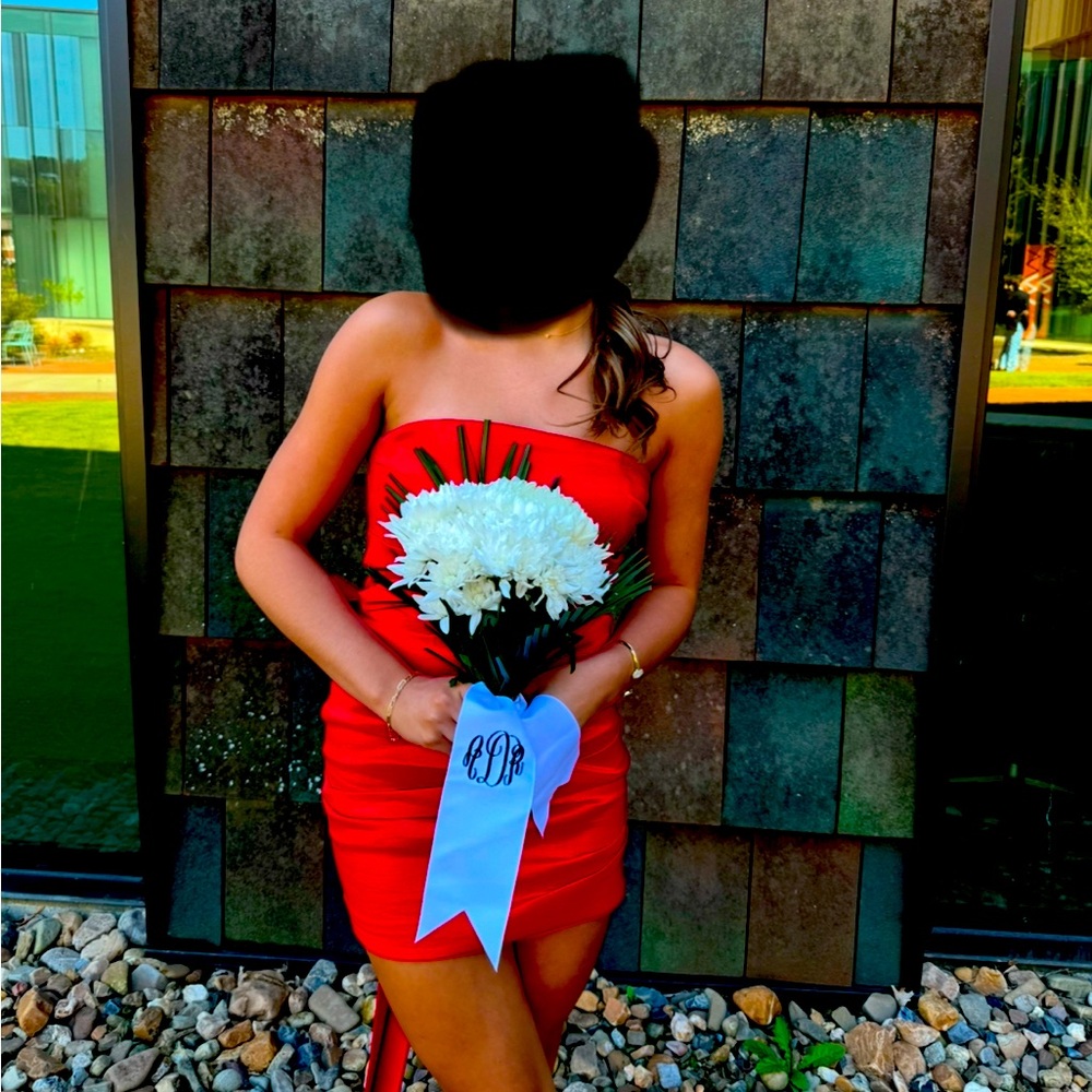 Red Short Dress strapless. Worn once!